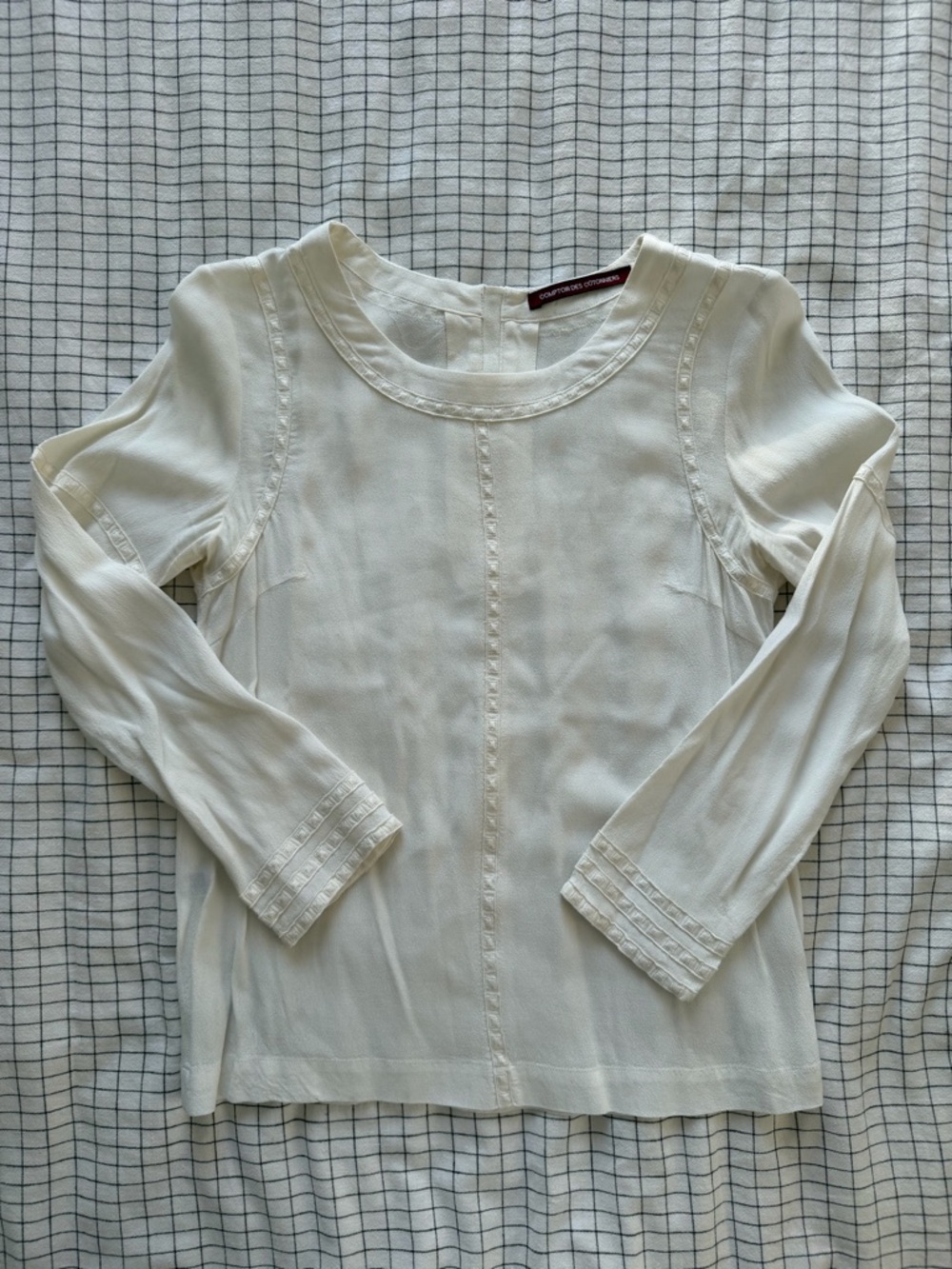 Comptoir Des Cotonniers Cream Long-Sleeve Scoop Neck Blouse